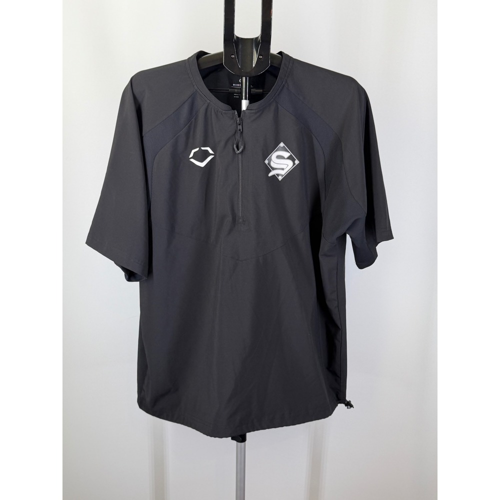 Evoshield Mens Black Short Sleeve Quarter Zip Baseball Wind Shirt Large